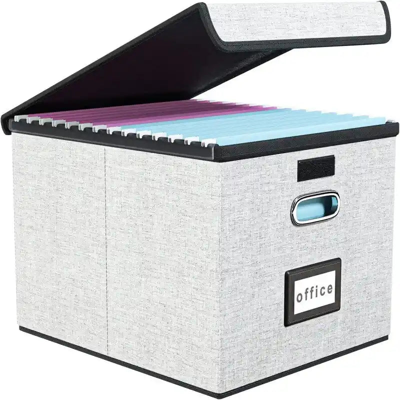 Collapsible File Storage Organizer Box - 14.9L x 12.7W x 10.8H