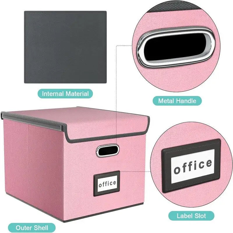 Collapsible File Storage Organizer Box - 14.9L x 12.7W x 10.8H