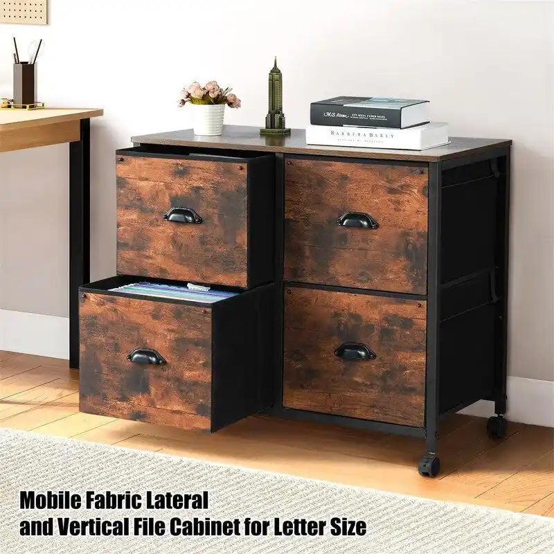 4 Drawers Mobile Fabric Lateral - 17.13D x 33.46W x 6.9H