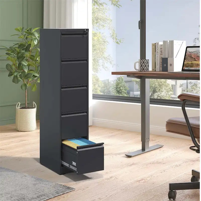 5 Drawer Vertical File Cabinet w/Lock Office Home Steel File Cabinet