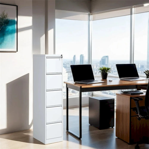 5 Drawer Vertical File Cabinet w/Lock Office Home Steel File Cabinet