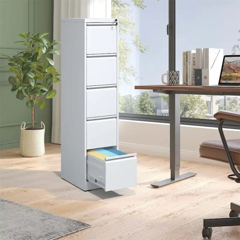 5 Drawer Vertical File Cabinet w/Lock Office Home Steel File Cabinet
