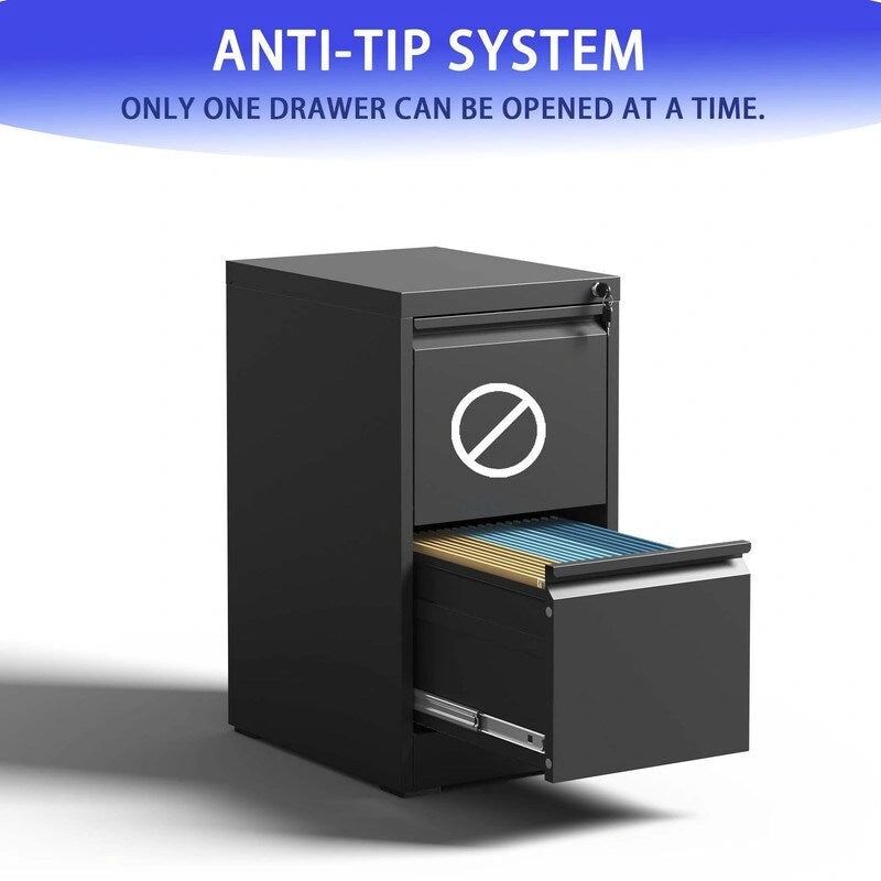 2 Drawer Metal Vertical Filing Cabinet with Lock,A4 Legal/Letter Size