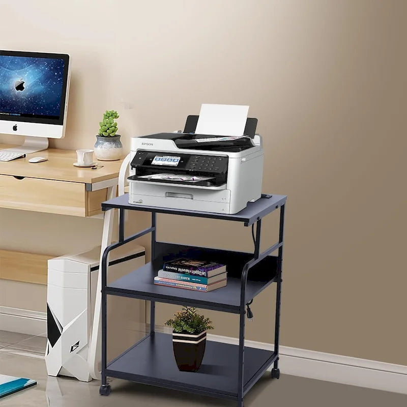 Printer Stand, Large Printer Table, Printer Stand with Storage, Printer Cart, 23.4 x19.1 x 31.5, Power Hub Included