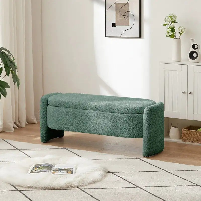GEITIN Oval Upholstered Bench with Large Storage Space
