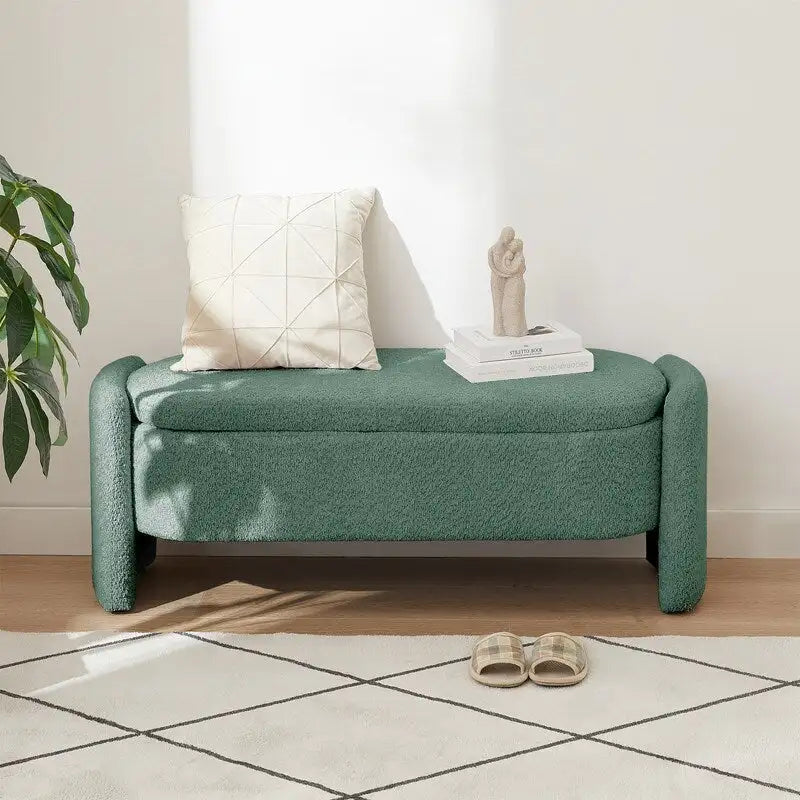 GEITIN Oval Upholstered Bench with Large Storage Space