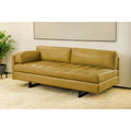 HomeRoots 74 Mustard Top Grain Leather Sofa With Black Legs - 74