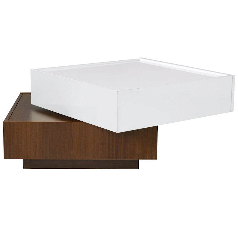 Square 360Rotating Coffee Table with 2 Drawers