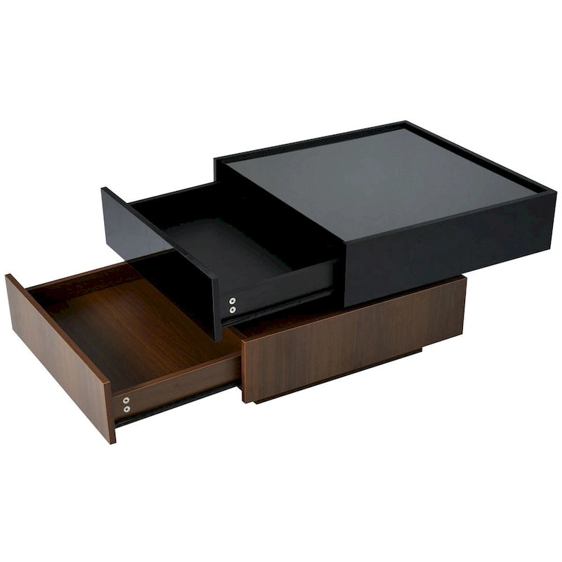 Square 360Rotating Coffee Table with 2 Drawers