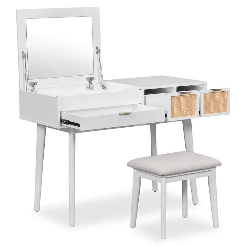 Classic Wood Makeup Vanity Set