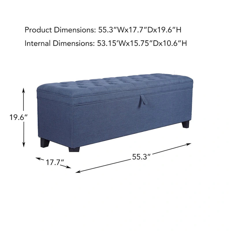 55.3 Extra Long Storage Bench with Flip Top Storage Chest