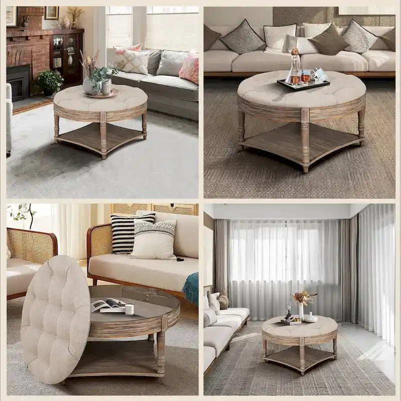 Table basse repose-pieds ronde large