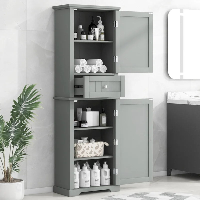 Meuble de Rangement Haut de Salle de Bain avec Tiroir et Étagère Réglable
