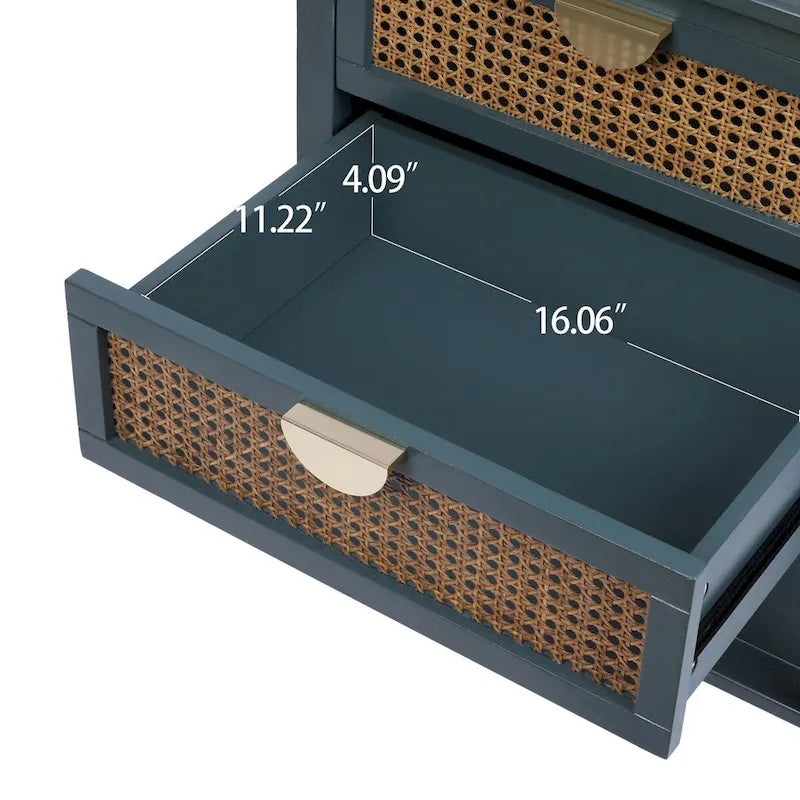 2 Drawer Side table,Naturel Rattan,End table,Suitable for bedroom, living room, study