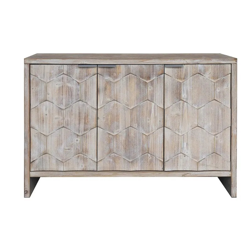 Accent Cabinet Farmhouse Style 3 Door Wooden Cabinet Sideboard Buffet