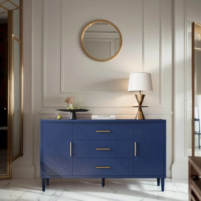 2-Door 3-Drawer Cabinet with Carved Effect
