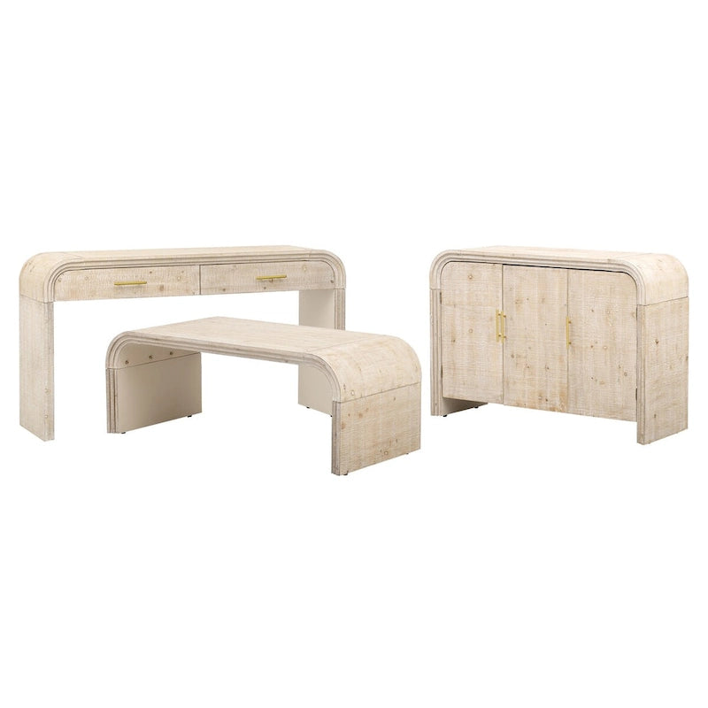 Unique Retro Silhouette Sectional Three-Piece Set Containing Sideboard, Console Table and Coffee Table, Suitable