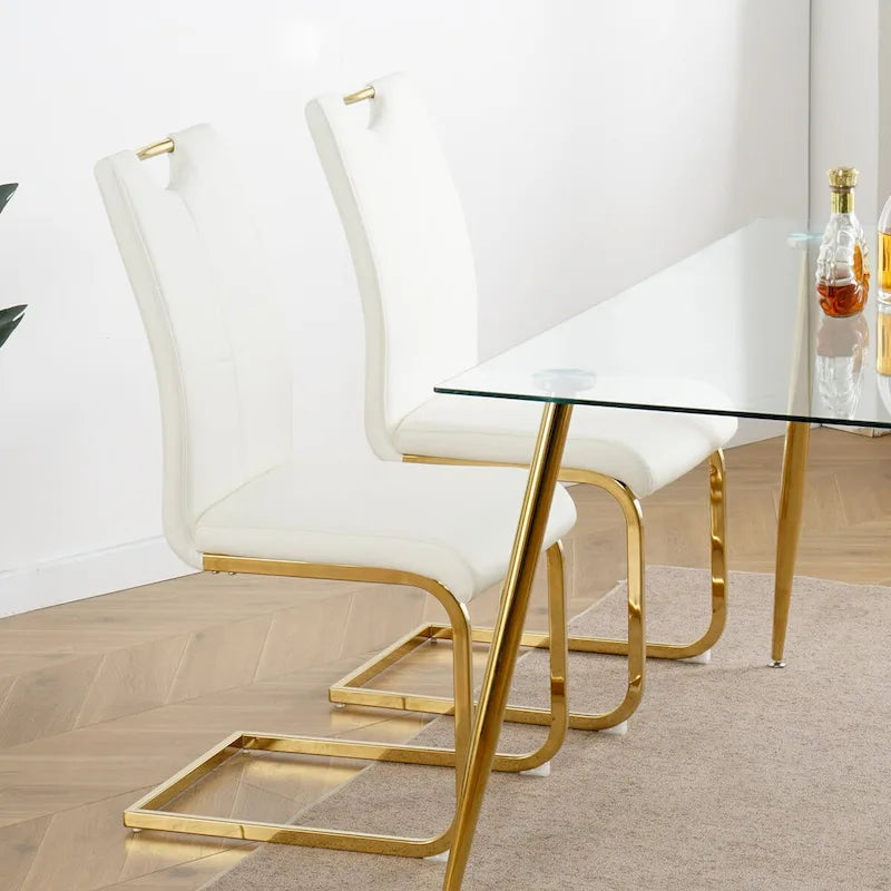 Modern Dining Chairs with gold Metal Legs Set of 4