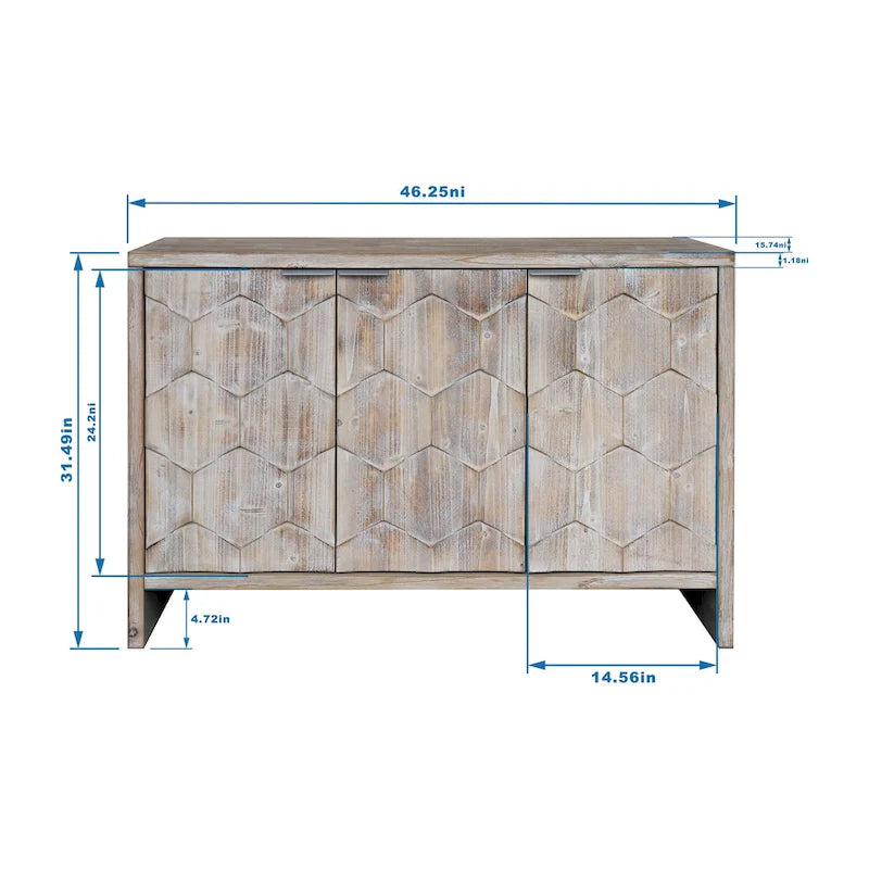 Farmhouse Style 3 Door Wooden Cabinet
