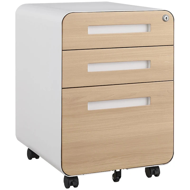 3-Drawer Mobile File Cabinet with 5 Wheel and Lock