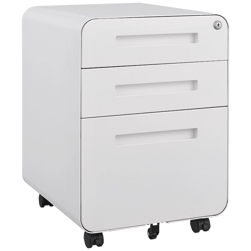 3-Drawer Mobile File Cabinet with 5 Wheel and Lock