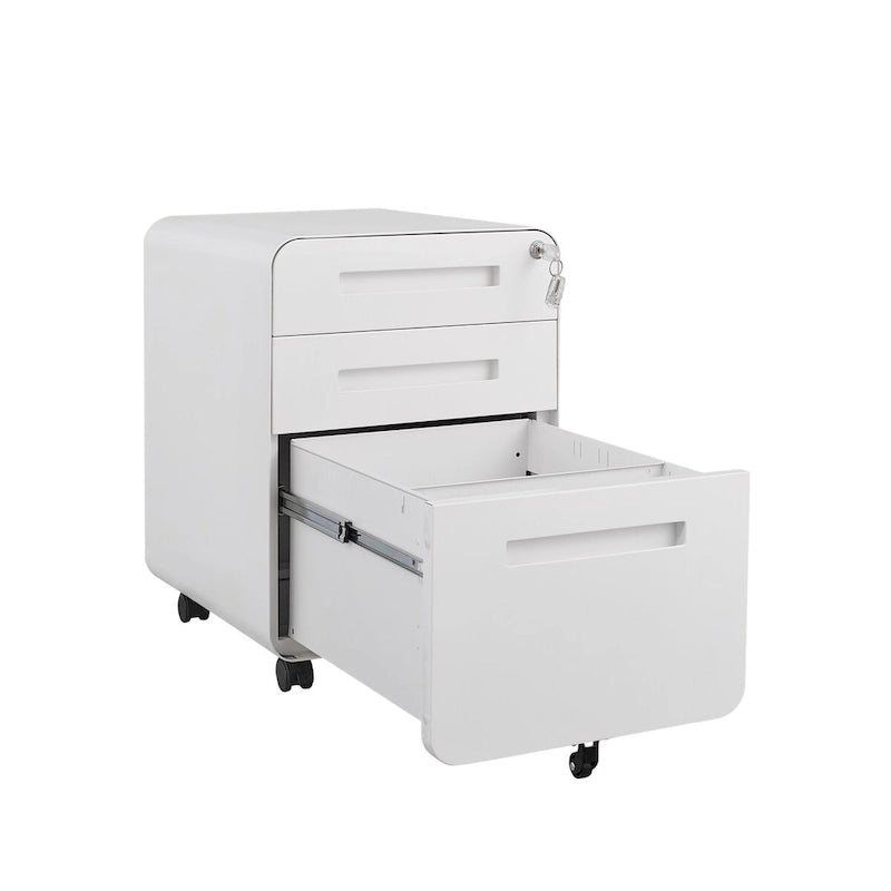 3-Drawer Mobile File Cabinet with 5 Wheel and Lock