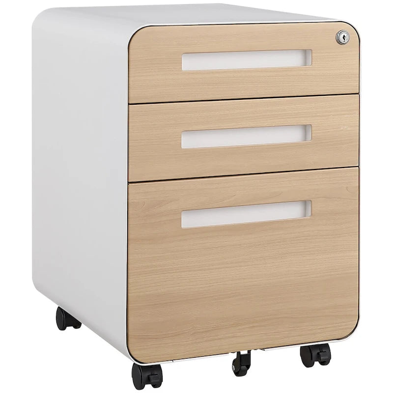3-Drawer Mobile File Cabinet with 5 Wheel and Lock