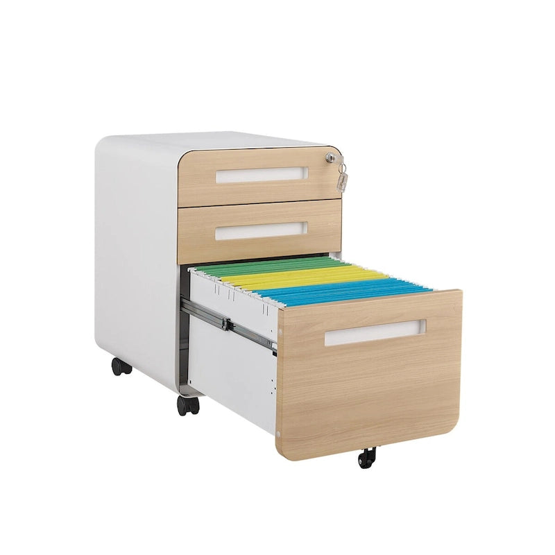3-Drawer Mobile File Cabinet with 5 Wheel and Lock
