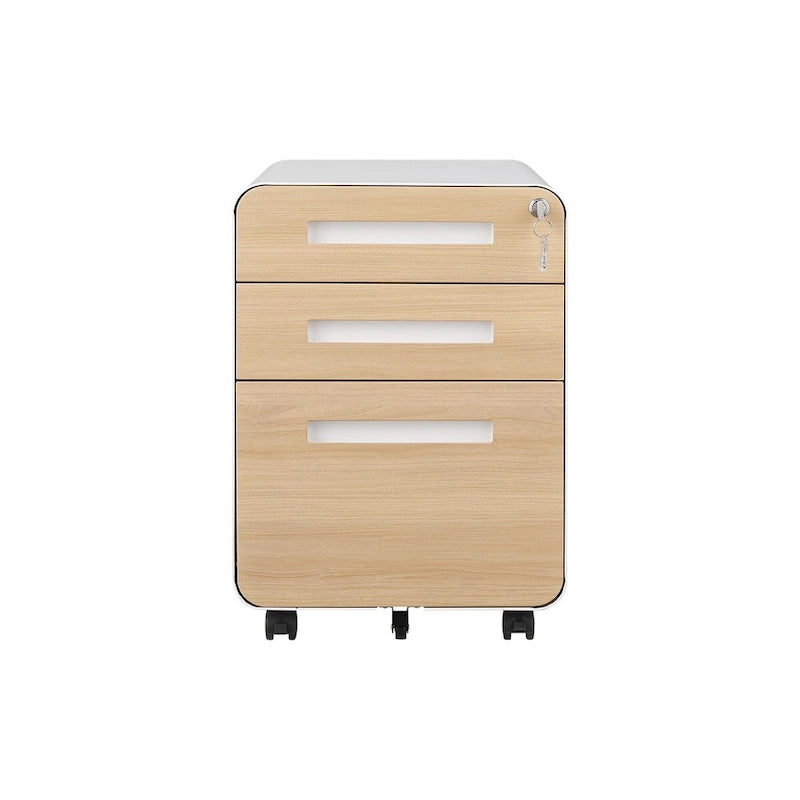 3-Drawer Mobile File Cabinet with 5 Wheel and Lock