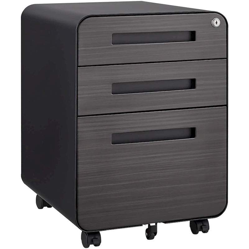 3-Drawer Mobile File Cabinet with 5 Wheel and Lock
