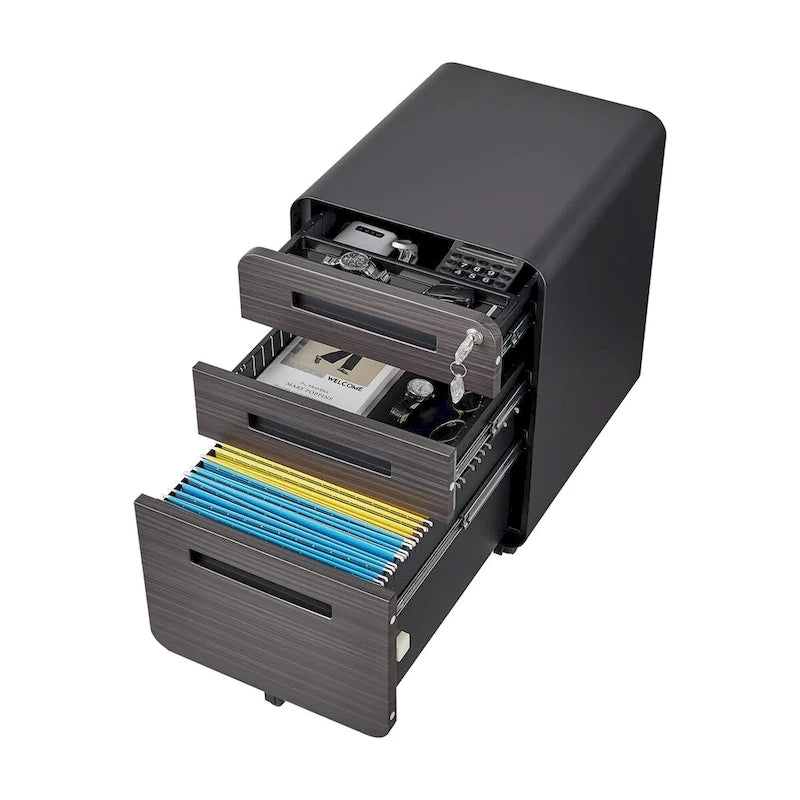 3-Drawer Mobile File Cabinet with 5 Wheel and Lock