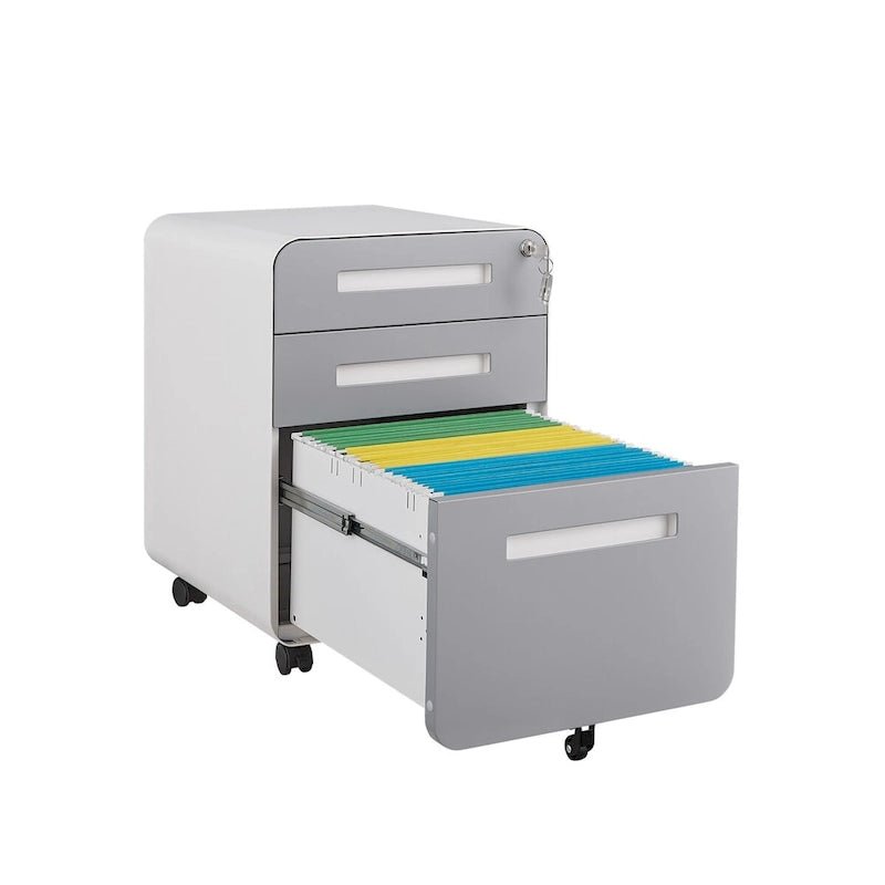 3-Drawer Mobile File Cabinet with 5 Wheel and Lock