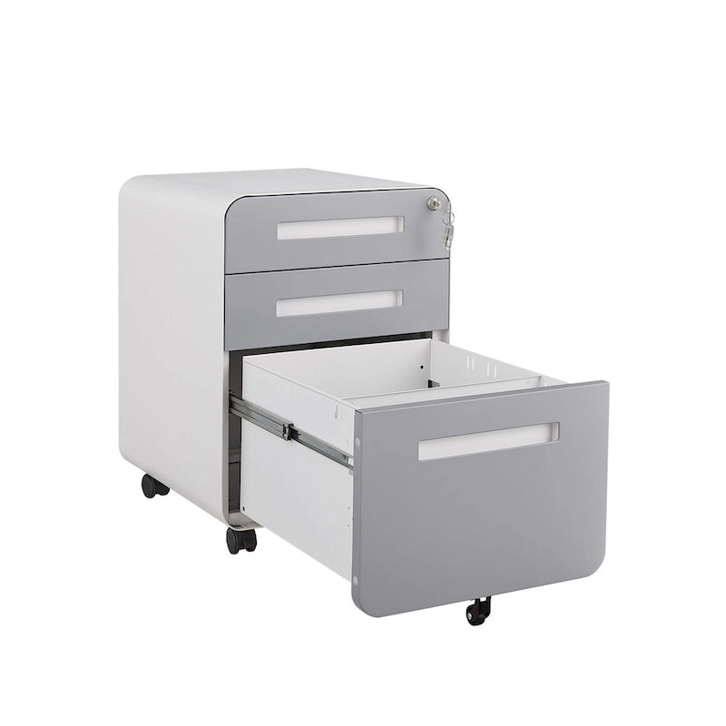 3-Drawer Mobile File Cabinet with 5 Wheel and Lock