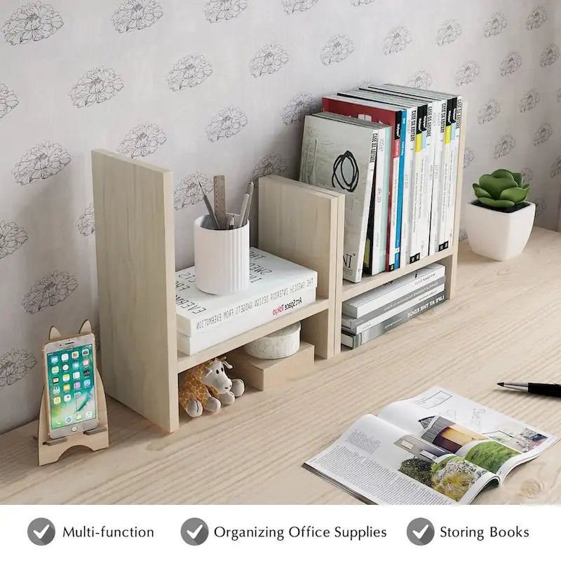 Étagère de Rangement de Bureau en Bois avec Rangement
