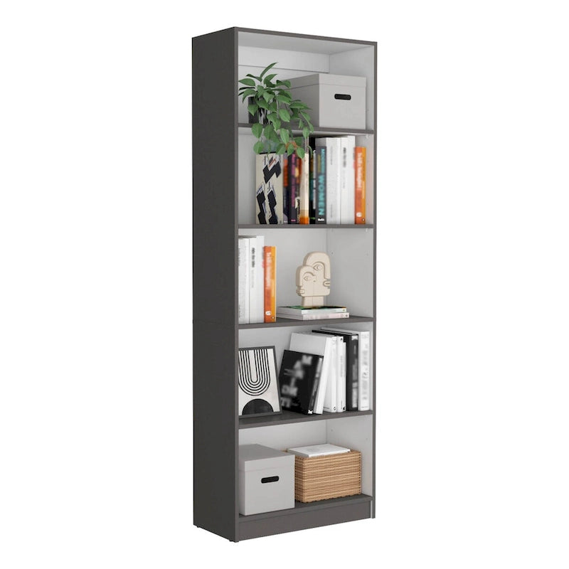 Kenyon Tall 5-Shelf and Cabinet Bookcase Set of 2 - N/A