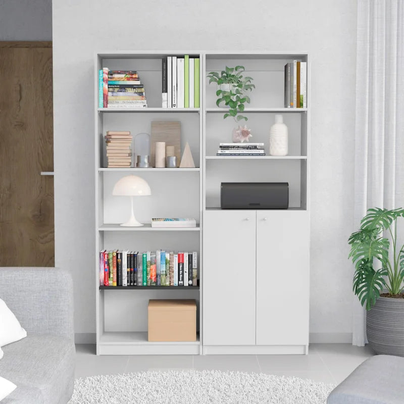 Kenyon Tall 5-Shelf and Cabinet Bookcase Set of 2 - N/A