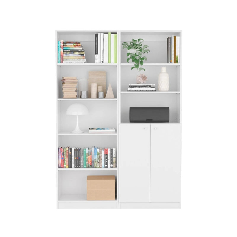Kenyon Tall 5-Shelf and Cabinet Bookcase Set of 2 - N/A