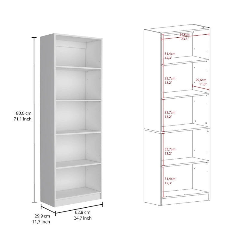 Kenyon Tall 5-Shelf and Cabinet Bookcase Set of 2 - N/A