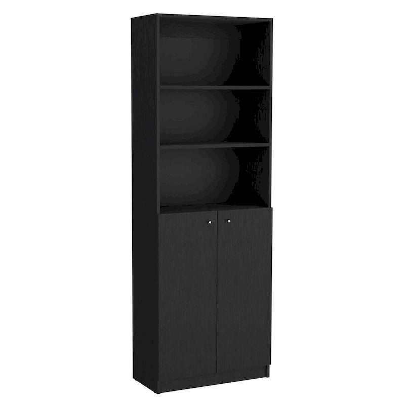 Kenyon Tall 5-Shelf and Cabinet Bookcase Set of 2 - N/A