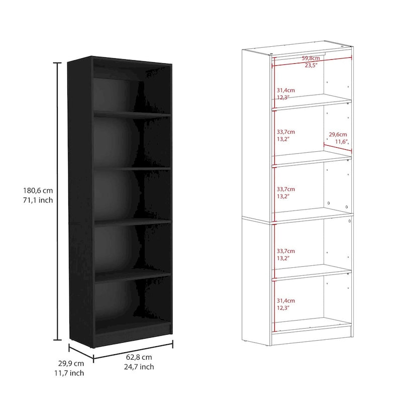 Kenyon Tall 5-Shelf and Cabinet Bookcase Set of 2 - N/A