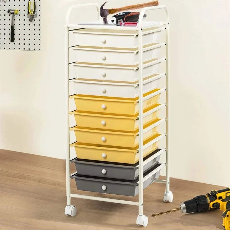 10 Drawer Rolling Storage Cart - 15D x 13W x 34H