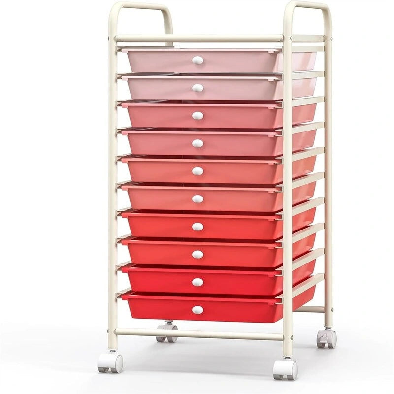 10 Drawer Rolling Storage Cart - 15D x 13W x 34H