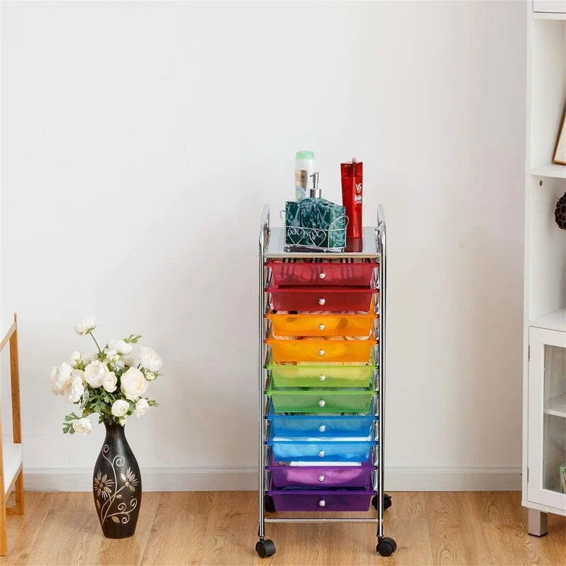 10 Drawer Rolling Storage Cart - 15D x 13W x 34H