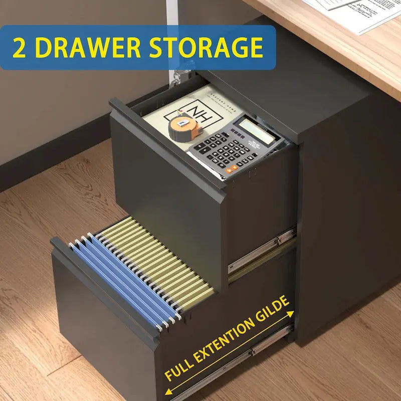 2 Drawer Metal Mobile File Cabinet with Lock for Hanging Legal/Letter/A4 Size