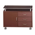 Porch & Den Montgomery Extra Wide Glass Top Rolling Cabinet