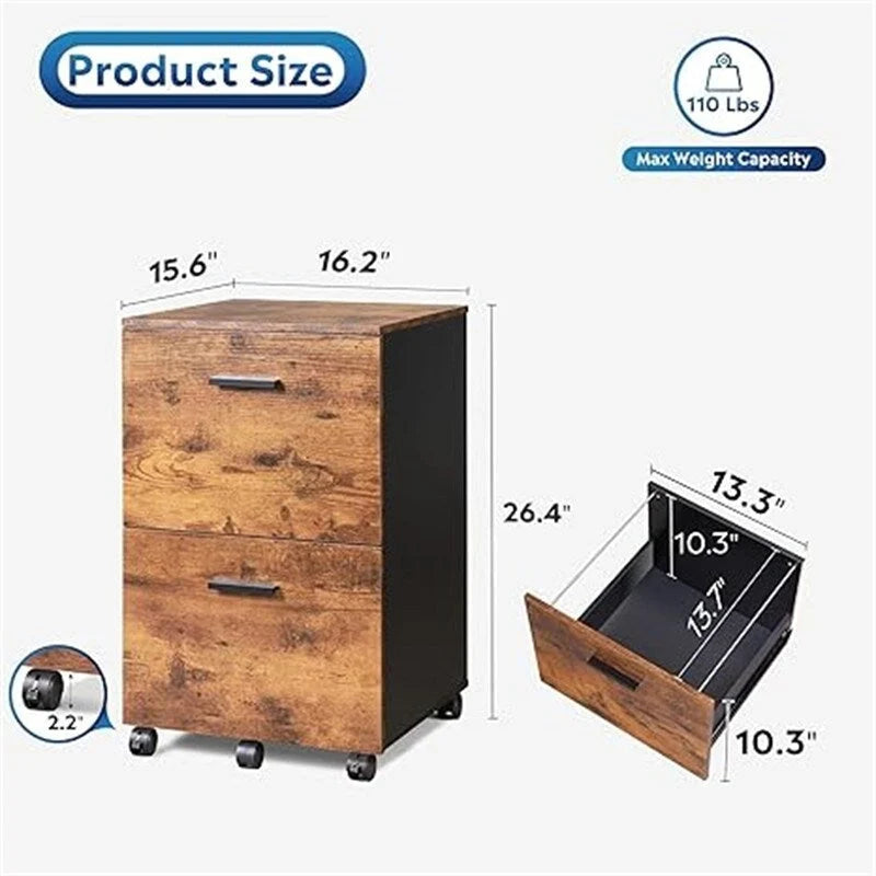2 Drawer File Cabinet - 15.6D x 16.2W x 26.4H