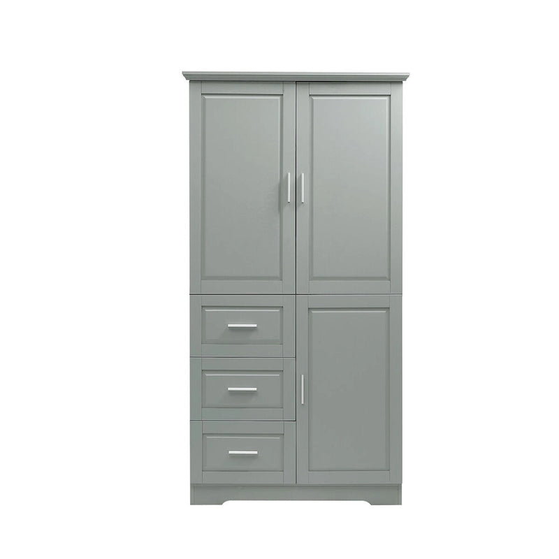 Tall and Wide Storage Cabinet with Doors for Bathroom/Office, Three Drawers