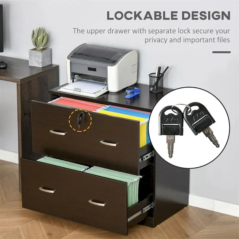 2-Drawer File Cabinet w/Lock and Keys,Vertical Storage Filing Cabinet