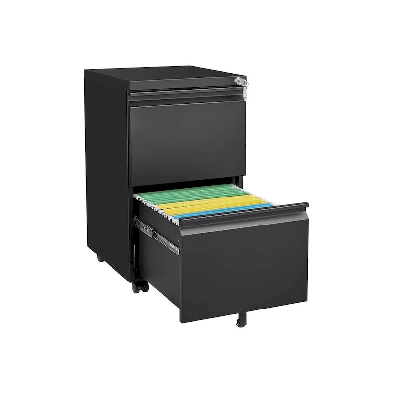 2 Drawer File Cabinet w/Lock,Metal Under Desk Rolling Filing Cabinet