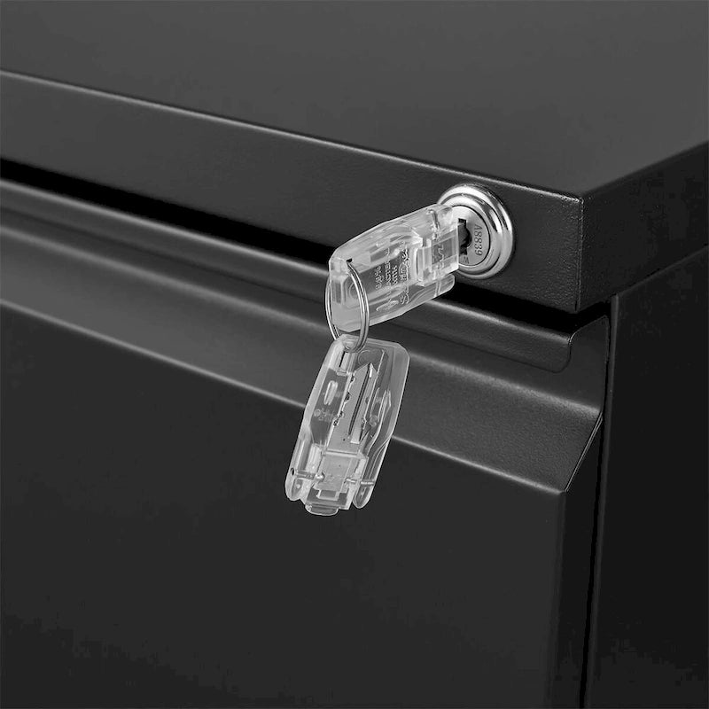 2 Drawer File Cabinet w/Lock,Metal Under Desk Rolling Filing Cabinet
